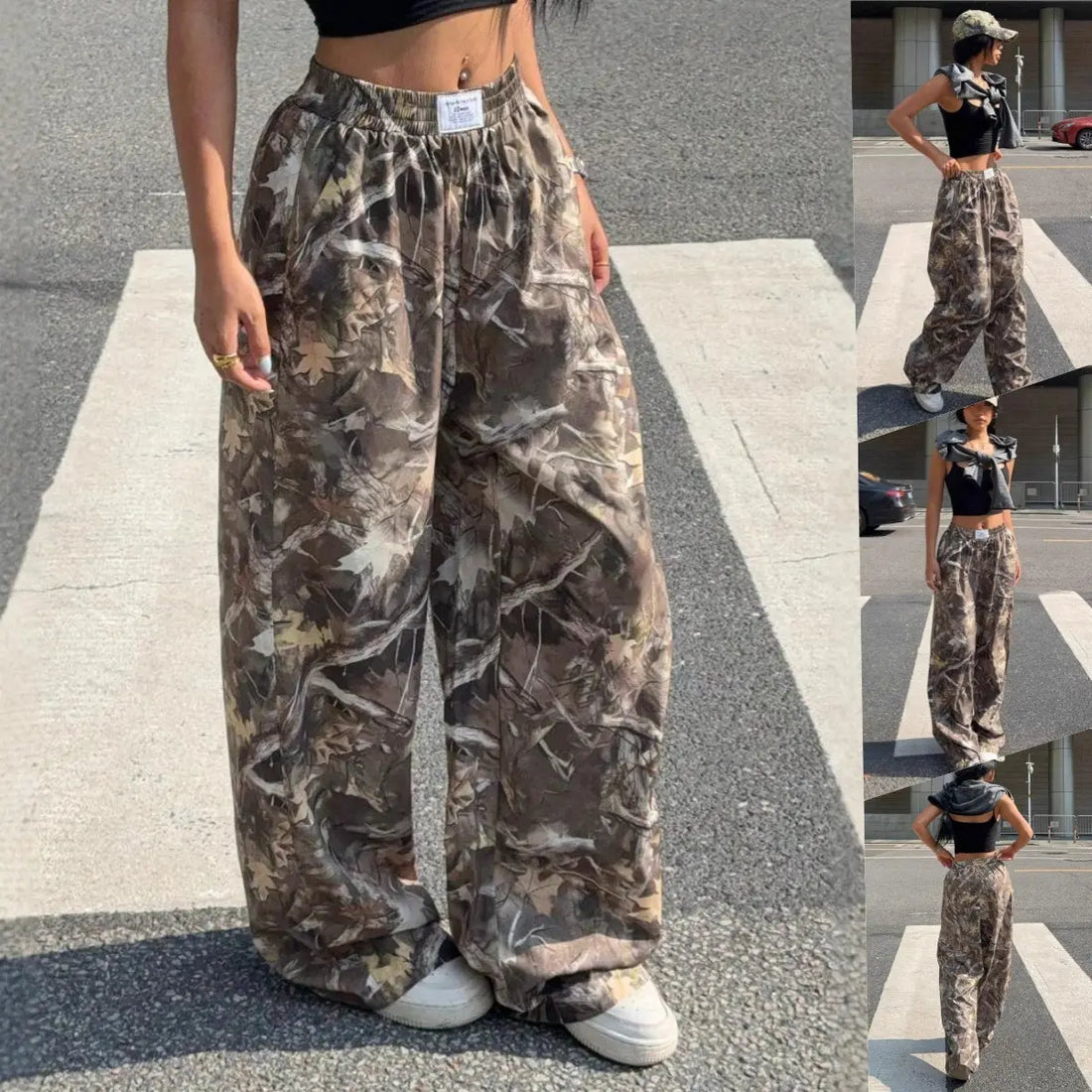 Slimming Casual Pants Hip Hop Retro Street Multi-pocket Camouflage Cargo Pants For Women Y2k Hip-hop Cargo Grunge Baggy Trousers Lady T Fashions