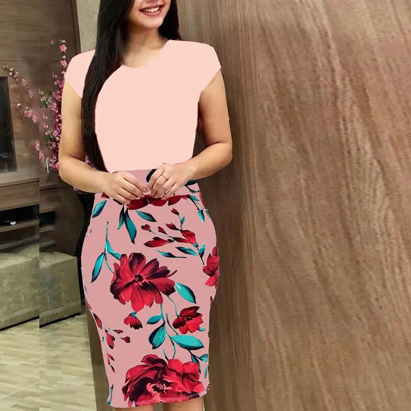 Printed Office Midi Pencil Dress Large Women Dress Lady T Fashions