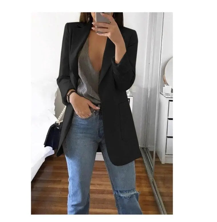Lapel Slim Cardigan Temperament Blazer Lady T Fashions