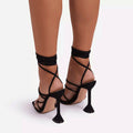 Black Lace-up Shoes Chunky High Heel Sandals Lady T Fashions