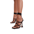 Black Lace-up Shoes Chunky High Heel Sandals Lady T Fashions