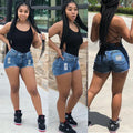 Women's Denim Shorts With Ripped Irregular Cat Whiskers Fringed Edge Lady T Fashions