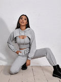 European And American Sports Hooded Sweater Three-piece Street Sports Lady T Fashions