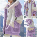 Multicolor patchwork hooded short fashion jacket Lady T Fashions