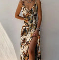 V-neck Slit Sling Dress Summer Fashion Sexy Slim Suspender Dresses For Women Clothing Lady T Fashions