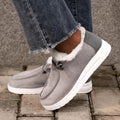 Women's Fluffy Plush Lined Sneakers, Thermal Soft Sole Low Top Shoes, Winter Warm Outdoor Walking Flat Shoes Lady T Fashions