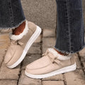 Women's Fluffy Plush Lined Sneakers, Thermal Soft Sole Low Top Shoes, Winter Warm Outdoor Walking Flat Shoes Lady T Fashions