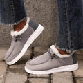 Women's Fluffy Plush Lined Sneakers, Thermal Soft Sole Low Top Shoes, Winter Warm Outdoor Walking Flat Shoes Lady T Fashions