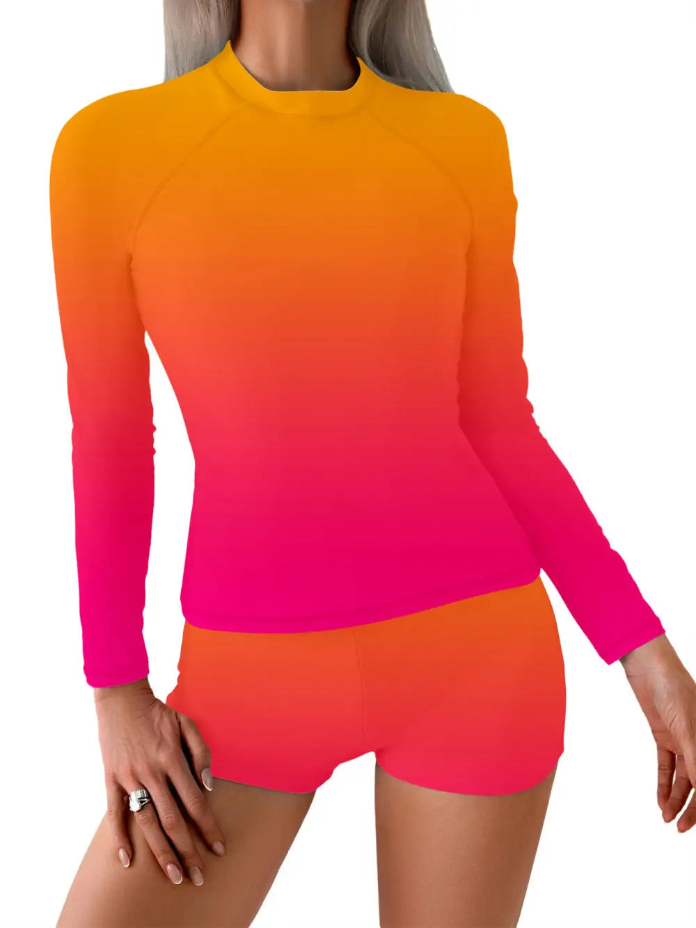 Blue Split Beach Swimsuit Sexy Ladies Outdoor Swimming Long Sleeve Upper Fitted Surfsuit Lady T Fashions