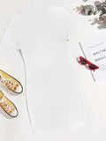 Ladies' Round Neck Solid Color Letter Printed Fashionable Dress Lady T Fashions