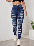 2025 Women's Ripped Tight Cropped Pants, New High Stretch Jeans, Fashionable And Versatile Street Style, Slim Fit Design, Women's Jeans And Clothing Lady T Fashions