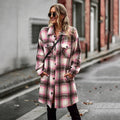 Temperament Leisure Long Plaid Tup Cardigan Coat Lady T Fashions