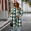 Temperament Leisure Long Plaid Tup Cardigan Coat Lady T Fashions