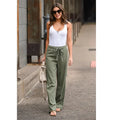 Casual Pants Solid Color Lace-Up Casual Loose Straight Trousers Lady T Fashions