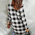 Women's Long Sleeve Plaid Print Button Front Casual Shirt For Spring & Fall Lady T Fashions