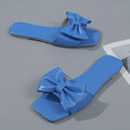 [Versatile Slippers] Versatile Non Slip Women's Bowknot Flat Slippers | Solid Color Square Open Toe Indoor & Outdoor Slides Shoes Lady T Fashions