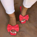 [Versatile Slippers] Versatile Non Slip Women's Bowknot Flat Slippers | Solid Color Square Open Toe Indoor & Outdoor Slides Shoes Lady T Fashions