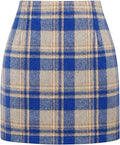 Women's High Waist Plaid Tight Pencil Wool Mini Skirt Lady T Fashions