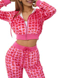 Velvet Love Printed Hooded Sweater Fashion Suit Women Lady T Fashions