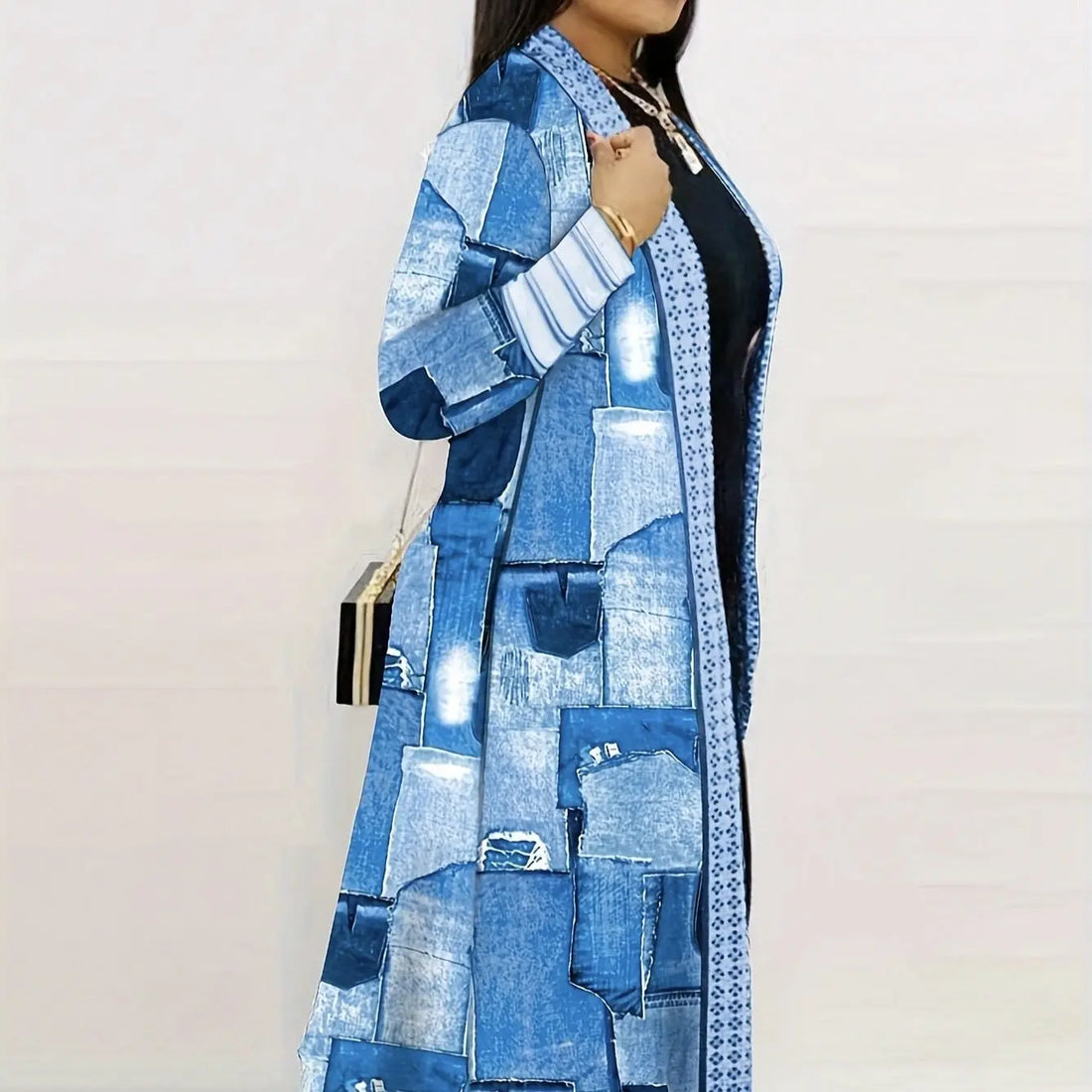 Women's Jacket Color Block Long Outer Sleeve Cardigan Casual Coat Open Front Coat Versatile Coat Lady T Fashions