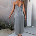 Women's Casual Summer Spaghetti Straps Maxi Dress With Pockets Loose Fit Long Dress Lady T Fashions
