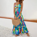 Women's Sleeveless Boho Maxi Dress Spaghetti Strap Floral Sundress Lady T Fashions