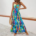 Women's Sleeveless Boho Maxi Dress Spaghetti Strap Floral Sundress Lady T Fashions