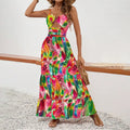 Women's Sleeveless Boho Maxi Dress Spaghetti Strap Floral Sundress Lady T Fashions