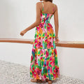 Women's Sleeveless Boho Maxi Dress Spaghetti Strap Floral Sundress Lady T Fashions