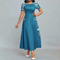 Women's Elegant Short Sleeve Maxi Dresses Casual Empire Waist Long Dress Lady T Fashions
