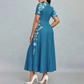 Women's Elegant Short Sleeve Maxi Dresses Casual Empire Waist Long Dress Lady T Fashions
