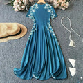 Women's Elegant Short Sleeve Maxi Dresses Casual Empire Waist Long Dress Lady T Fashions