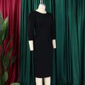 Women's Bodycon Pencil Dress Round Neck 3 4 Sleeve Peplum Wear To Work Office Dress Lady T Fashions