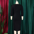 Women's Bodycon Pencil Dress Round Neck 3 4 Sleeve Peplum Wear To Work Office Dress Lady T Fashions