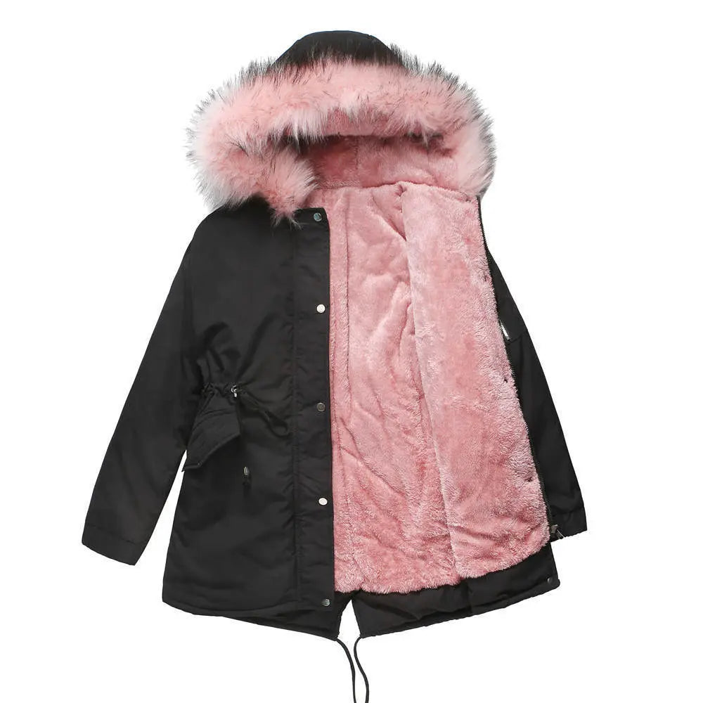 Parka Cotton-padded Coat Mid-length Hooded Lady T Fashions