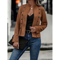 Women's Faux Suede Blazer - Long Sleeve Notch Lapel Open Front Jacket, Casual Business Office Blazer Lady T Fashions