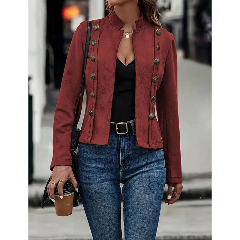 Women's Faux Suede Blazer - Long Sleeve Notch Lapel Open Front Jacket, Casual Business Office Blazer Lady T Fashions