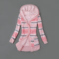 Autumn And Winter Jacket Printed Hooded Wool Liner Knit Midi Length Lady T Fashions