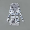 Autumn And Winter Jacket Printed Hooded Wool Liner Knit Midi Length Lady T Fashions