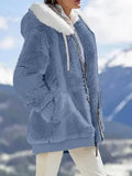 Fall And Winter Loose Plush Long Sleeves With Zippered Pockets And Hooded Warm Jacket Lady T Fashions