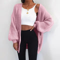 Solid color loose European and American sweater mid-length cardigan Lady T Fashions