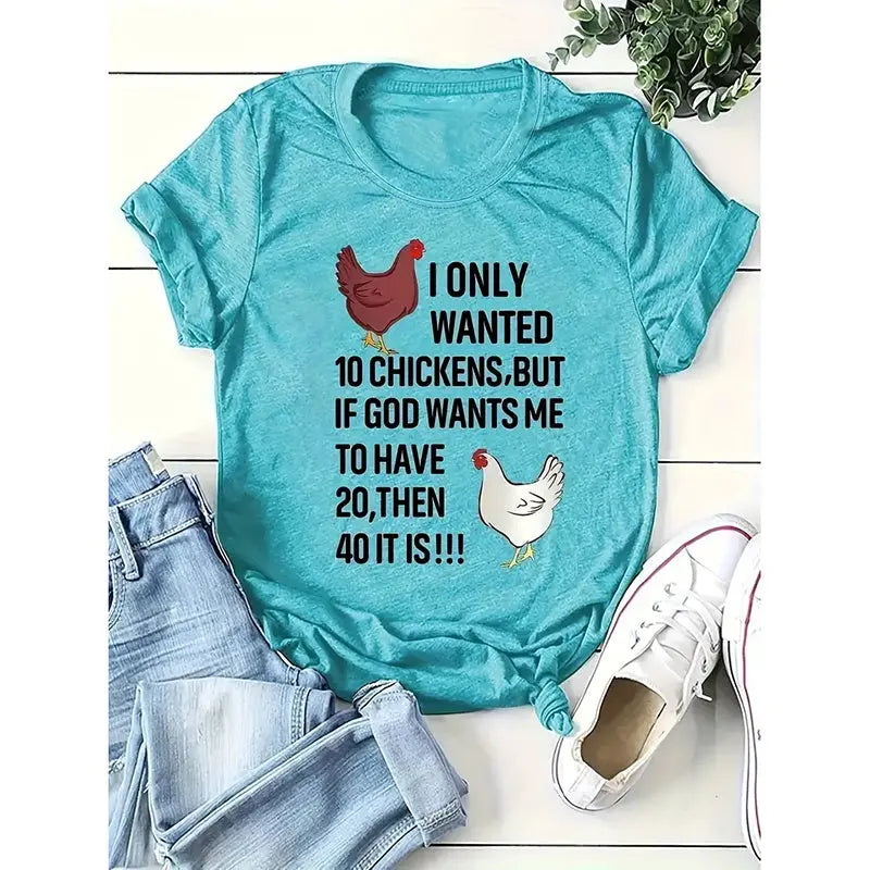 Chicken Shirt For Women Funny Shirts Cute Graphic Tees Casual Short Sleeve Tops Lady T Fashions