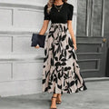 Floral Print Round Neck Exotic Vacation Style Elegant Dress Lady T Fashions