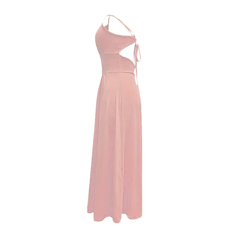 Women's Sexy Deep V Neck Maxi Dress Spaghetti Strap Sleeveless Backless High Slit Long Dress Lady T Fashions
