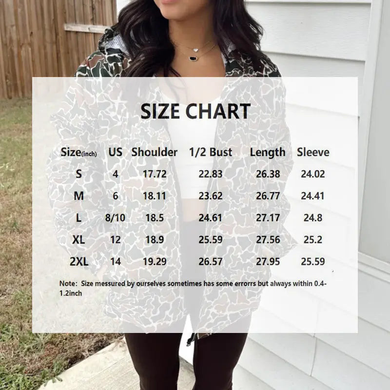 Women's Camouflage Print Long Sleeve Hooded Jacket With Zipper & Pockets - Streetwear Fashion Coat For Spring&Fall Lady T Fashions