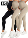 3 Pack Maternity High-Waisted Seamless Yoga Pants For Women - Tummy Support Fitness Leggings Lady T Fashions