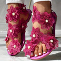 [Flowers Flat Women's Sandals] Women's Flowers Flat Sandals, Fashion Toe Loop Faux Pearl Slip On Shoes, Casual Beach Travel Sandals Lady T Fashions