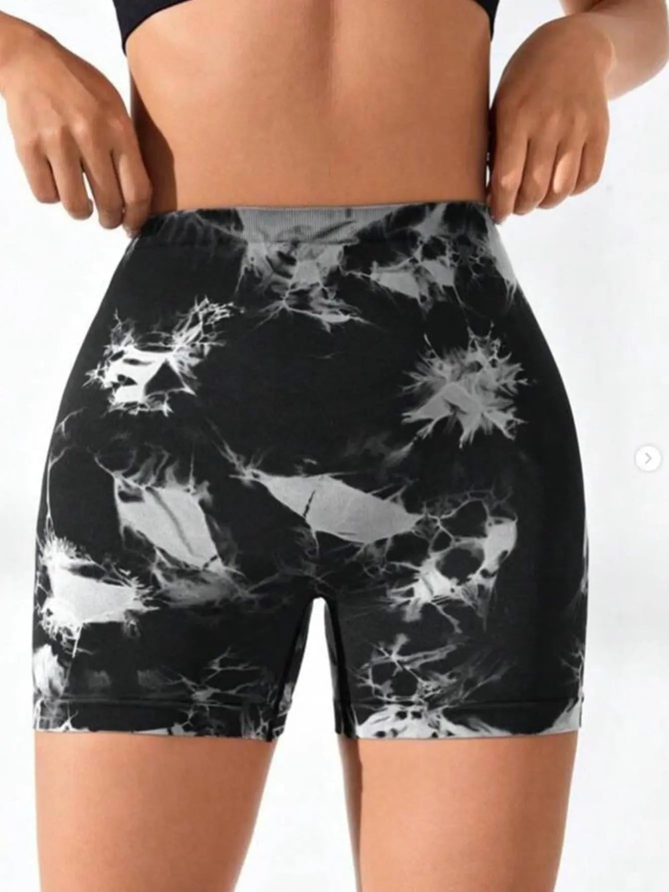 3 PACK Tie Dye Active Wear Shorts, Women Workout Shorts, High Waisted Contour Gym Yoga Biker Shorts, V Back Booty Biker Workout Gym Running Shorts Lady T Fashions
