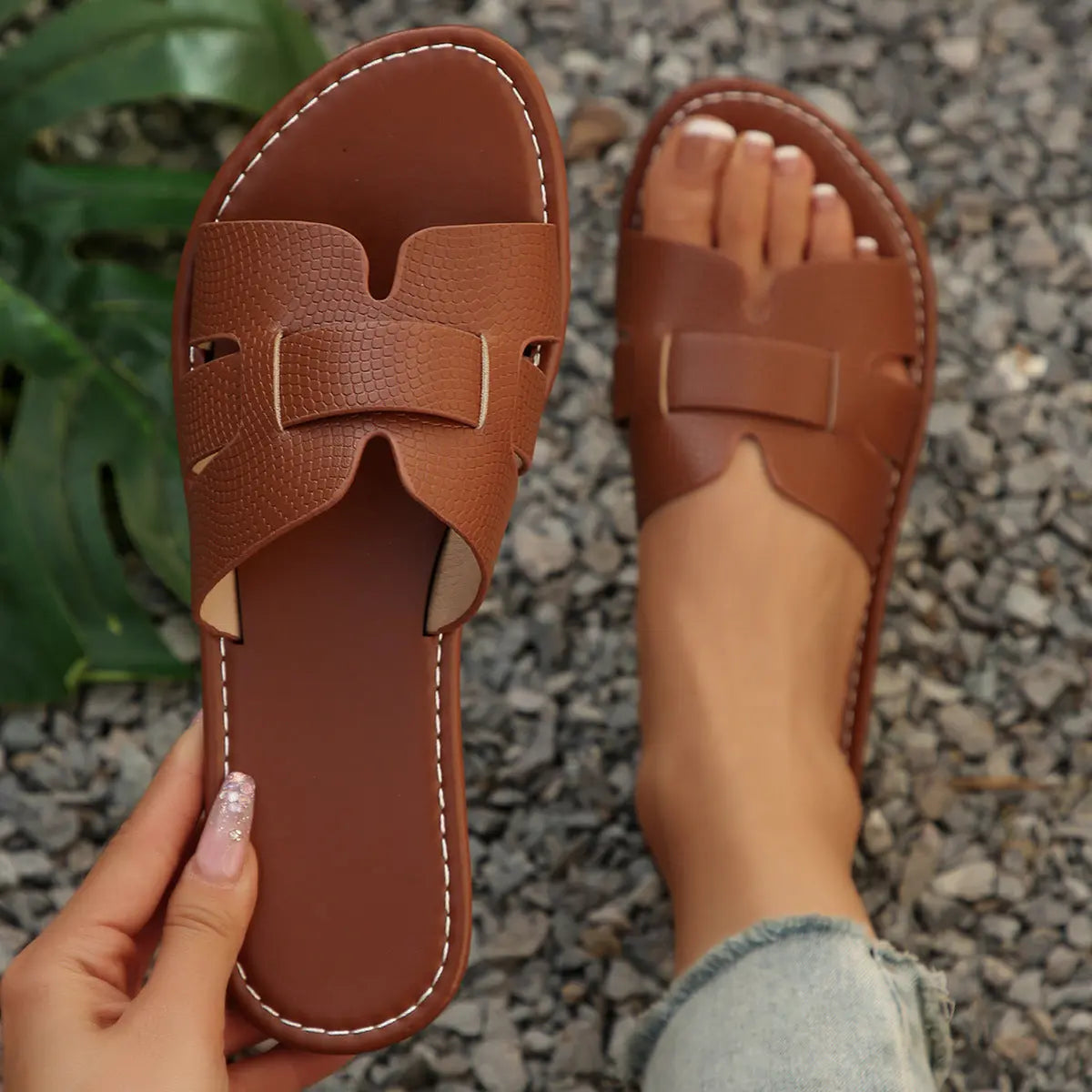 Plus Size Open Toe Flat Cool Women's Slippers Lady T Fashions