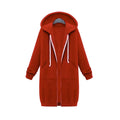 Hooded Long Sleeve Sweater Fleece Long Jacket Lady T Fashions
